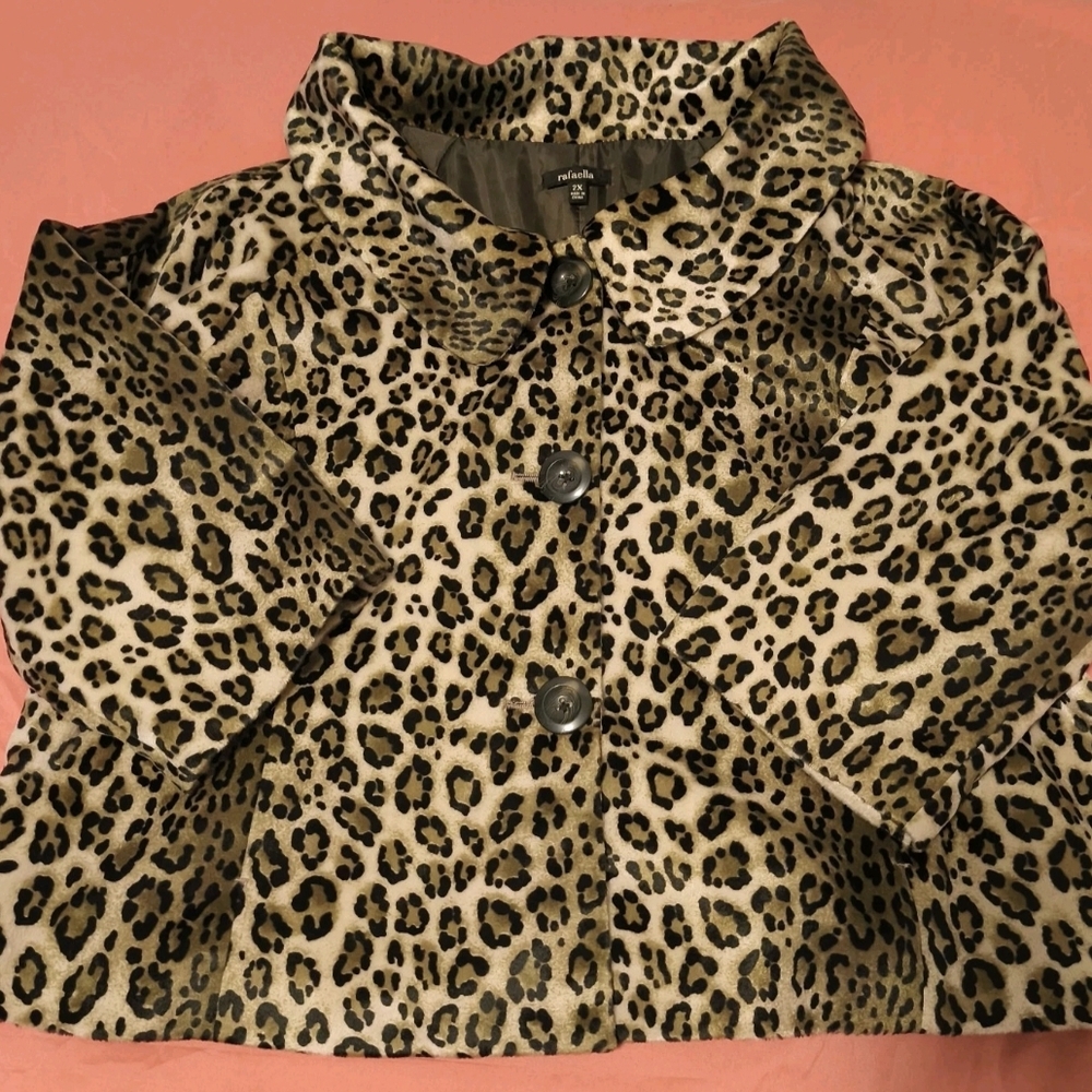 Rafaella Women's Leopard Print Pea Coat